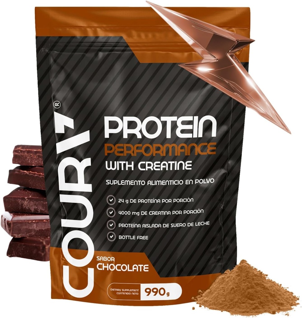 COURA Proteín Performance 990g - Υψηλής απόδοσης πρωτεϊνική σκόνη - με κρεατίνη - Ιδανική για αθλητές - Χωρίς γλουτένη
