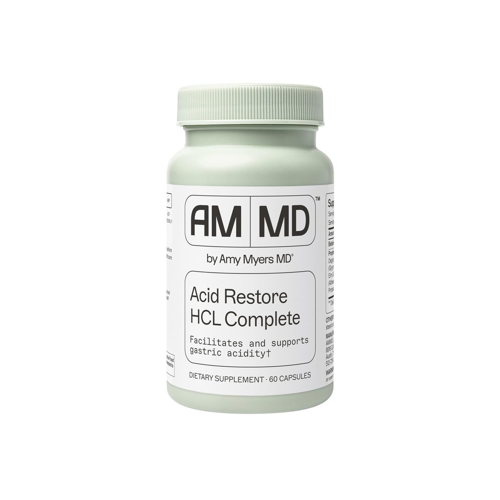 Amy Myers MD Acid Restore with Betaine & HCL - Συμπλήρωμα για την υποστήριξη υγείας Digestive & Gut - με Slippery Elm Bark - Μη-GMO, Χωρίς γλουτένη & Μη-Dairy - 60 κάψουλες (60 εξυπηρετούν)