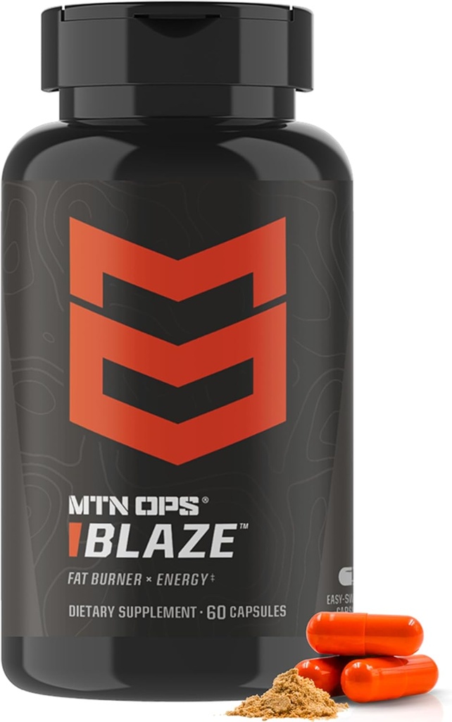 MTN OPS Blaze Fat Burner & Θερμογόνος Αναμνηστική Μεταβολισμού για Απώλεια Βάρος, 210mg καφεΐνης ανά Εξυπηρετώντας Χάπια καφεΐνης για Ενίσχυση Ενέργειας, 30 Υπηρεσίες