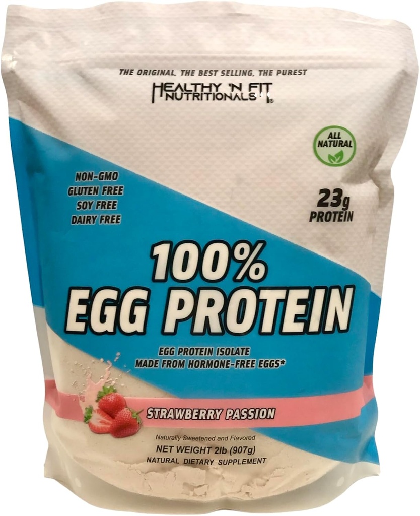 Healthy N Fit 100% EGG PROTEIN- Φράουλα (12oz): 100% Αυγό Λευκή πρωτεΐνη PLUS Φυσικά πεπτίδια. Φυσικά ζαχαρωμένο, μηδέν υδατάνθρακες, Κέτο, Παλαιοφιλικό
