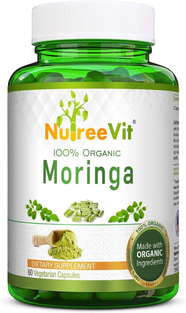 NutreeVit 100% οργανικές κάψουλες Moringa - 60 μπουκάλι κόμη