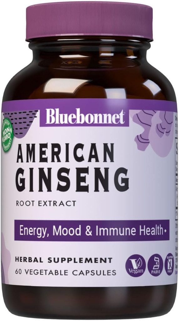 BlueBonnet American Ginseng Root Extract Supplement, 60 Count