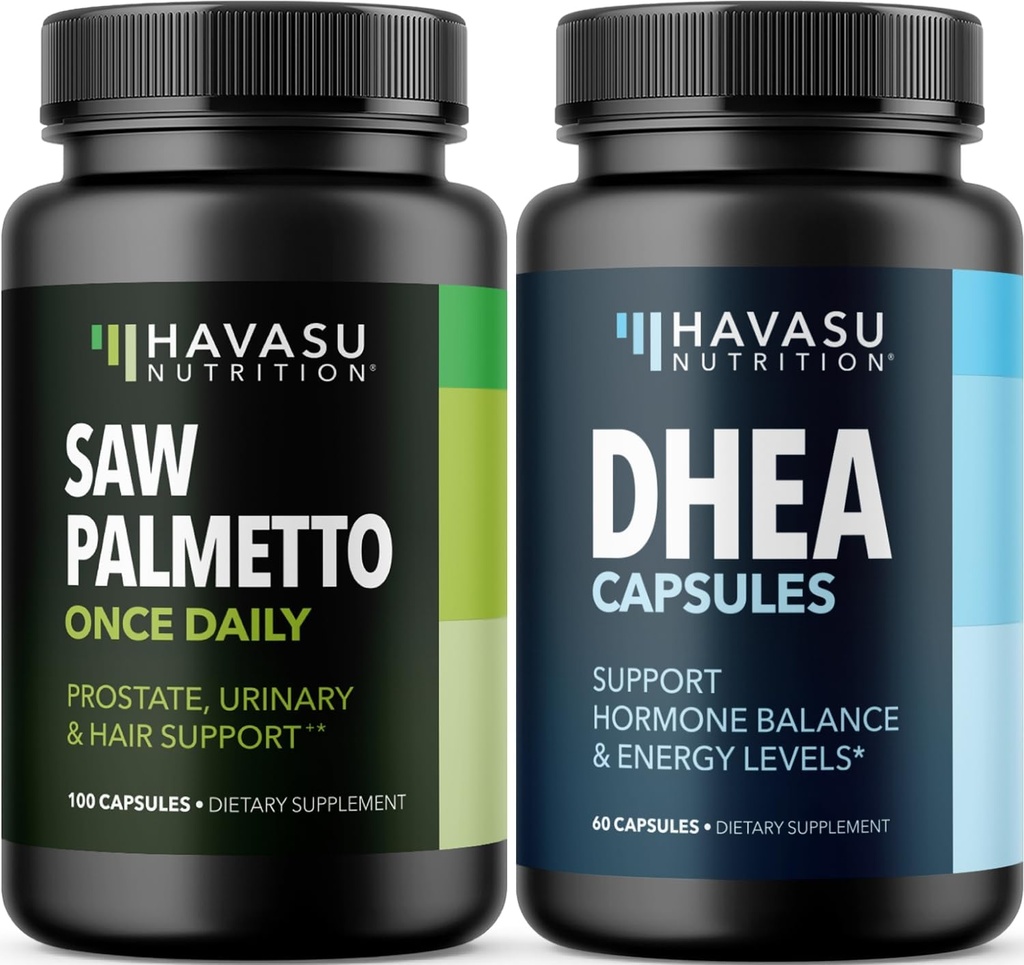 HAVASU NUTRITION DHEA 50mg Supplement (60 Servings) & Saw Palmetto Capsules (100 Servings)