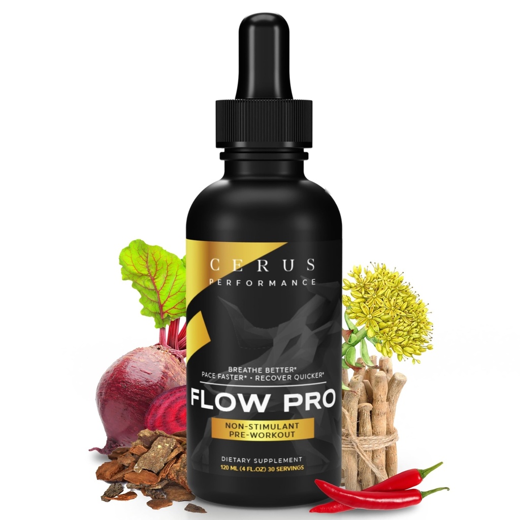 Cerus Performance Flow Pro Simulant-Free Endurance Pre-Workout – Ενισχύει τη Σταμίνα, Υποστηρίζει την υγεία της καρδιάς με φυσικά βότανα, Vegan-Friendly - 4 Fl Oz