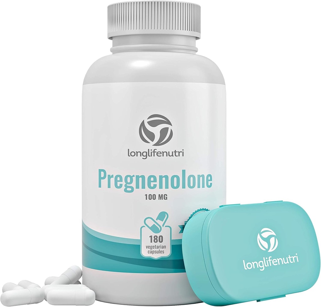 Υποστήριξη εγκεφάλου & ορμονών Pregnenolone - 180 Veggie Caps για ενισχυμένη μνήμη, εστίαση & ζωτικότητα - Made in USA