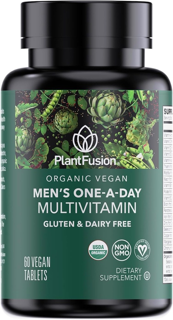 PlantFusion Organic Multivitamin for Men - One Daily Whole Food Blend Men's Multivitamin - Vegan, Non-GMO, Gluten Free & Dairy Free - 60 Tablets (2 Μήνες Προσφορά)