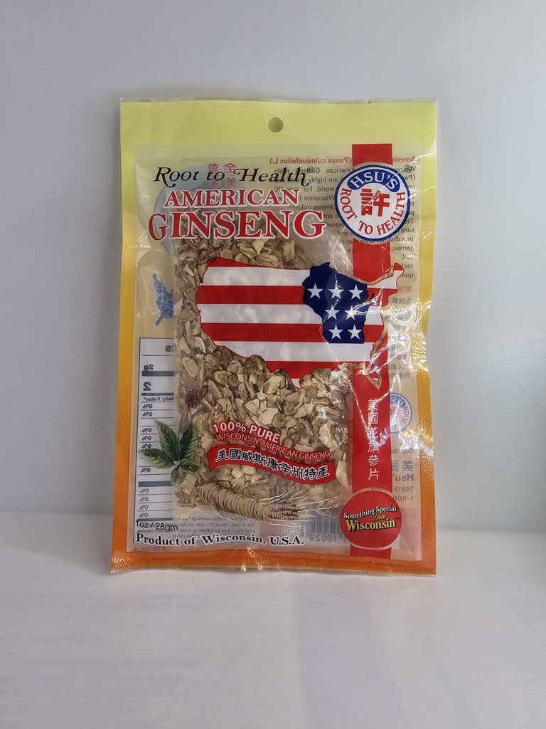 Hsu's Root to Health American Ginseng Slices, 1 oz, Cultivated in Marathon County, Wisconsin USA