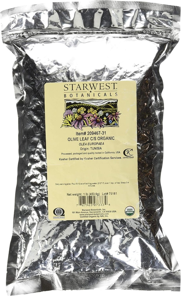 Starwest Botanicals Olive Leaf Cut and Sifted, 1 Pound