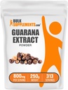 BulkSupplements.com Guarana Extract Powder - Φυσικό συμπλήρωμα καφεΐνης, από Guarana Seed, Guarana Powder - Χωρίς γλουτένη, 800mg ανά Σερβίρισμα, 250g (8,8 oz) (Pack of 1)