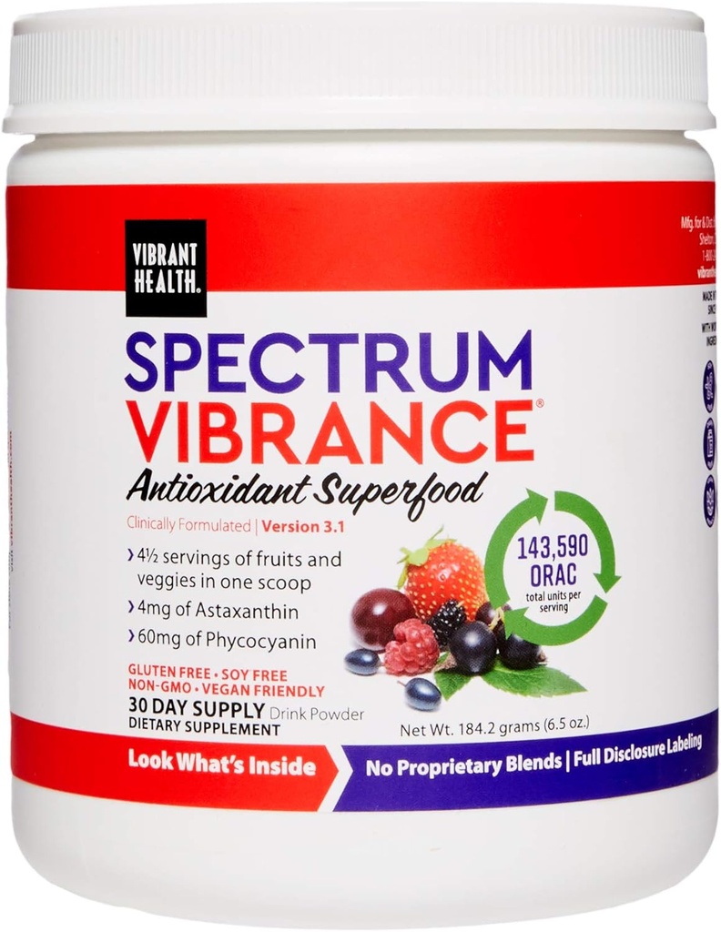 Vibrant Health, Spectrum Vibrance, Vegan Antioxidant Superfood Powder, 30 Servings (FFP)