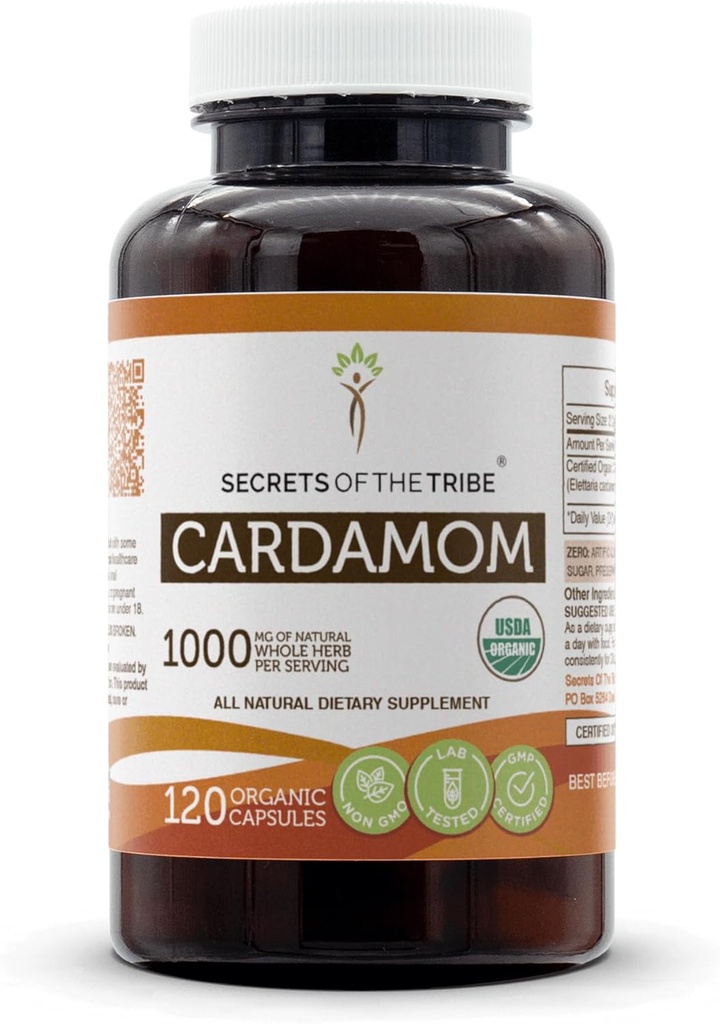 Μυστικά της φυλής Cardamom USDA οργανικές κάψουλες 