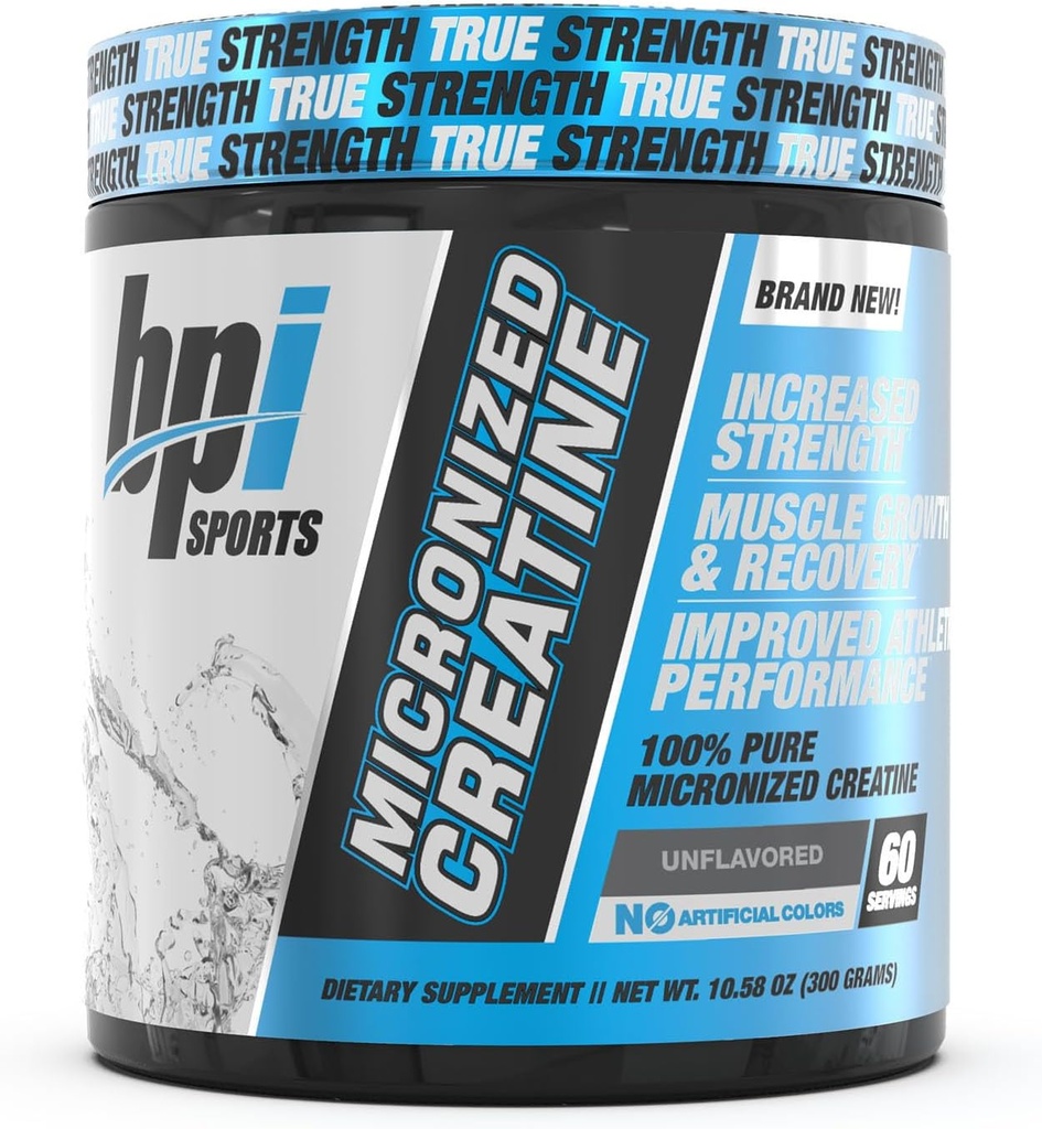 BPI Sports Micronized Creatine - Increase Strength - Reduce Fatigue - Lean Muscle Building - 100% Pure Creatine - Better Absorption - Supports Muscle Growth - Unflavored - 60 Servings - 10.58 Ounce