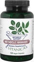 Vitanica Metabolic Manager - Βότανο συμπλήρωμα για την υποστήριξη Υγιής Μεταβολική Ανταπόκριση - Συμπλήρωμα διατροφής με βιταμίνη D - Vegan Antioxidant συμπλήρωμα - Pro Logo - 120 κάψουλες