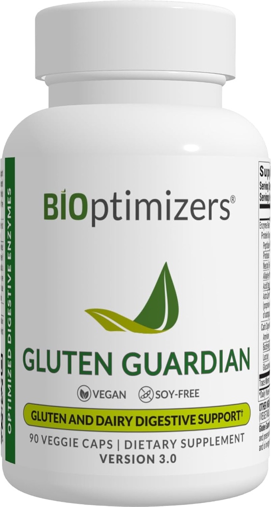 Gluten Guardian 3.0 - Enzyme Supplement with DPP-IV to Support Gluten Digestion – May Help Prevent Bloating, Gas, and Indigestion, 90 Capsules