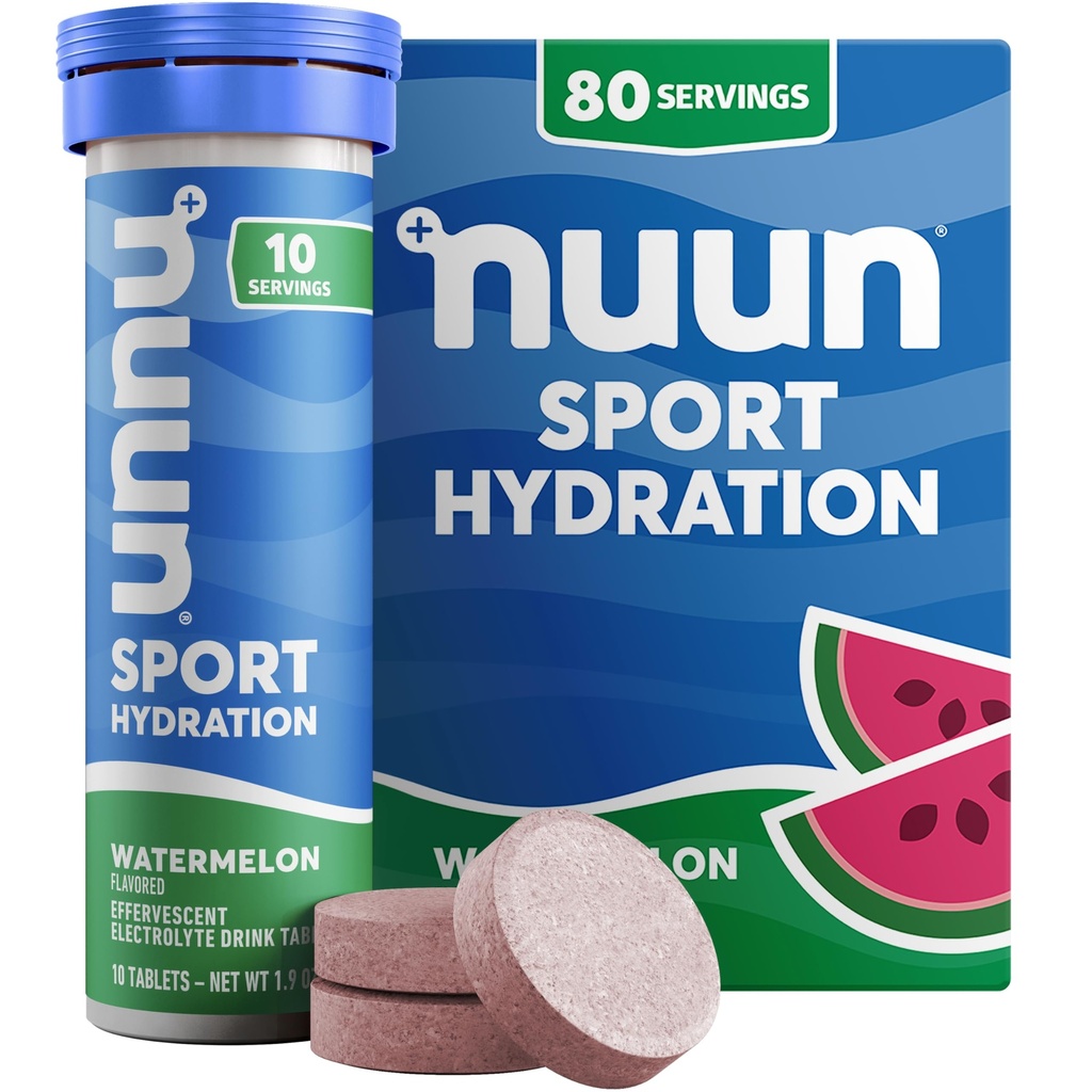 Nuun Sport Ηλεκτρολυτικά Δισκία με Μαγνήσιο, Ασβέστιο, Κάλιο, Χλωριούχο & Νάτριο, Χωρίς Γλουτένη & Vegan, Καρπούζι, 8 Συσκευασία (80 Μερίδες Σύνολο)