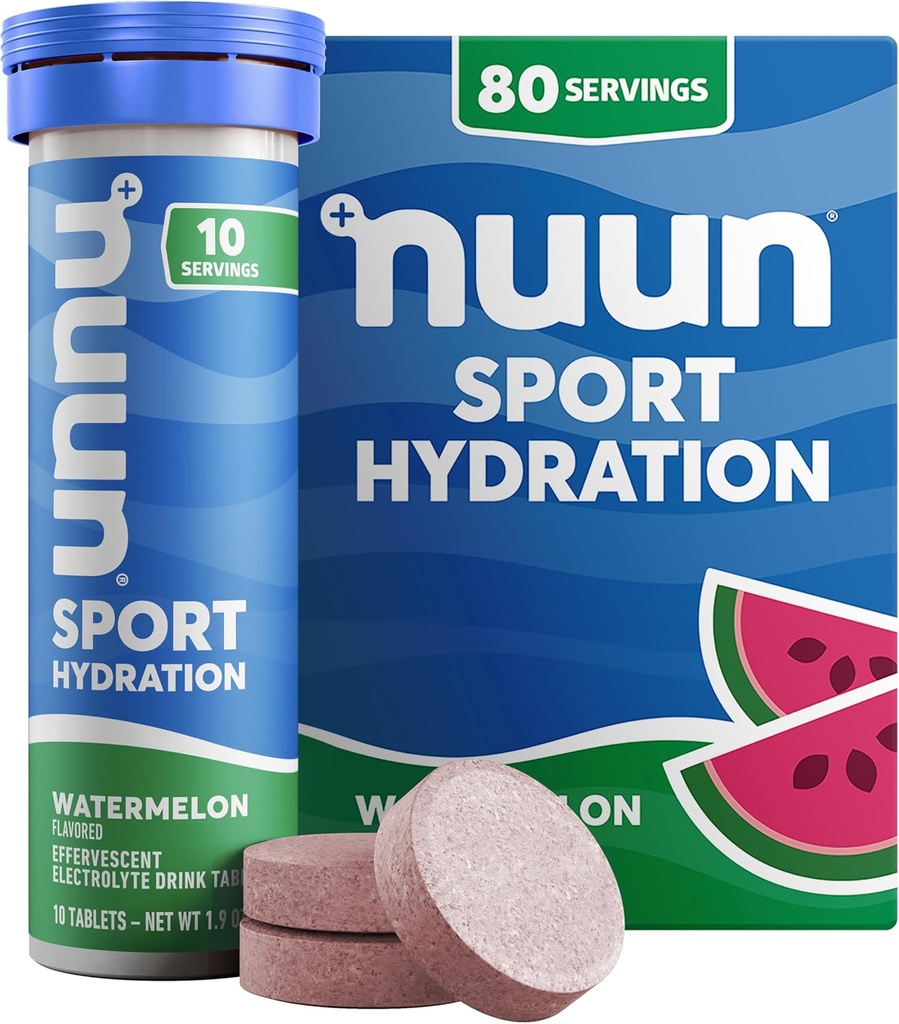 Nuun Sport Ηλεκτρολυτικά Δισκία με Μαγνήσιο, Ασβέστιο, Κάλιο, Χλωριούχο & Νάτριο, Χωρίς Γλουτένη & Vegan, Καρπούζι, 8 Συσκευασία (80 Μερίδες Σύνολο)