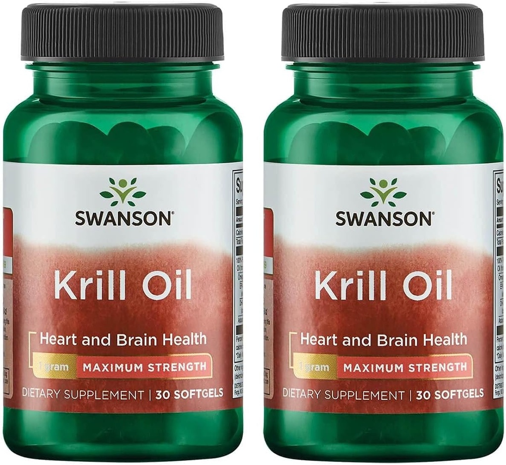 Swanson EFAs- Krill Oil - Μέγιστη περιεκτικότητα - 1 g, 30 Softgels (2 Συσκευασία)
