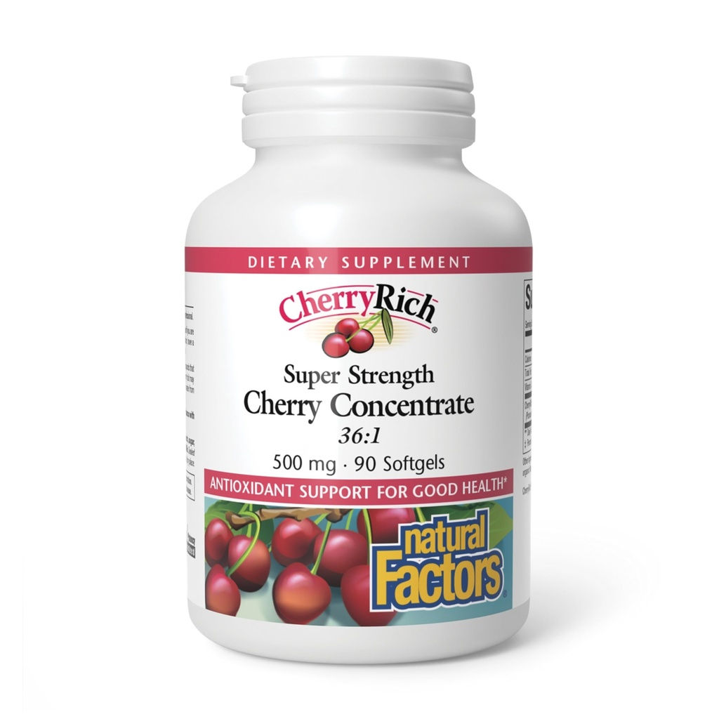 CherryRich by Natural Factors, Super Strength Cherry συμπυκνωμένο, Αντιοξειδωτική υποστήριξη για υγιείς αρθρώσεις και Uric Acid Μεταβολισμός, 90 softgels (90 μερίδες)
