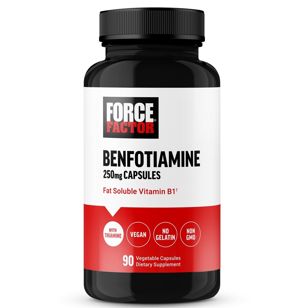 FORCE FACTOR Benfotiamine Plus συμπλήρωμα θειαμίνης, λιπώδης διαλυτή βιταμίνη Β1 για υψηλή απορρόφηση, μη ΓΤΟ, Vegan, 90 κάψουλες λαχανικών