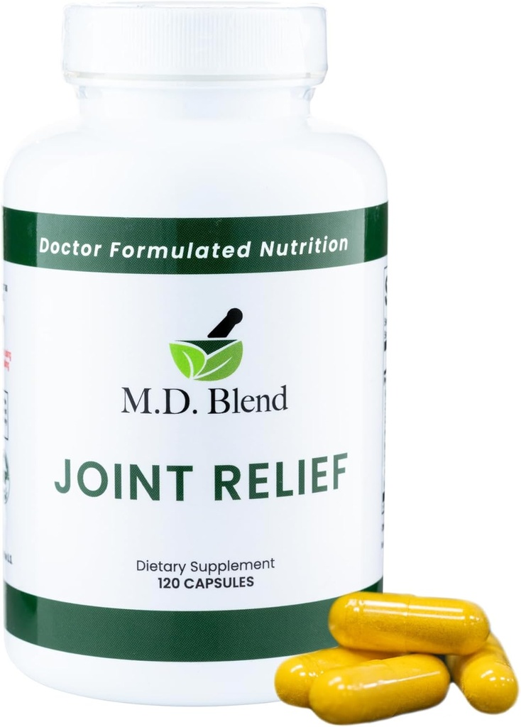 M.D. Joint Relief - Expert Formulated Supplement - Γόνατα, HIPS, Ankles Movement & Mobility - Daily Wellness Blend - Collagen, Hydrolyzed, Glucosamine, BioPerine, Turmeric - 240 Κάψουλες (Pack of 2)
