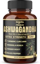 5in1 Premium κάψουλες Ashwagandha - Προστιθέμενη κουρκουμά, Rhodiola Rosea, Ginger, Black Pepper - 180 Caps για 6 μήνες
