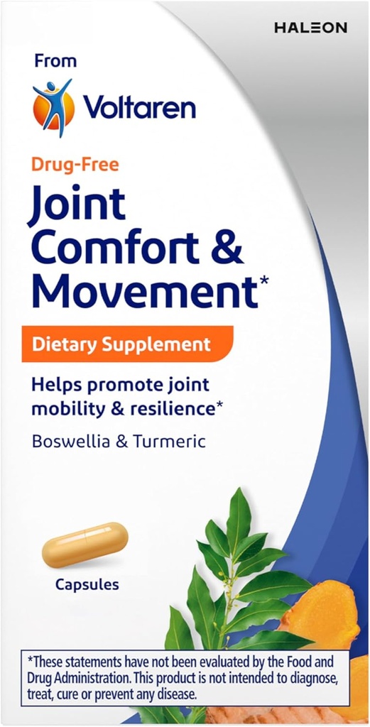 Voltaren Joint Comfort and Movement Dietary Supplement από το Voltaren, με Boswellia και Turmeric για κοινή υποστήριξη, κίνηση και ευελιξία – 30 μπουκάλι κόμη