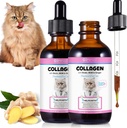 2Pack Liquid Collagen for Cats, Collagen for Cats 2 fl.oz, Skin and Coat Supplement for Cats, Itch Relief for Cats with Allergies, with Bovine Collagen, Biotin, MSM, Ginger, Collagen for Cats Drops