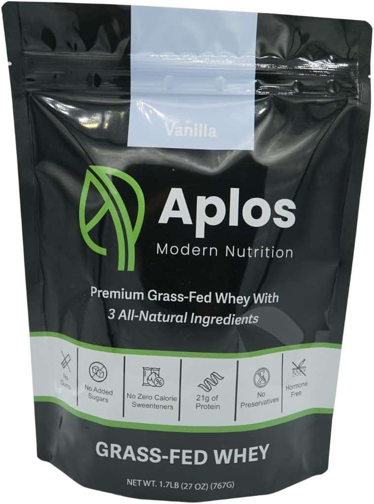Vanilla Grass-Fed Whey Protein Powder, 3-Ingredients, Sweetened with Dates, from New Zealand Cows That Spend 350+ Days grazing in Pastures Each Year, 20 Servings