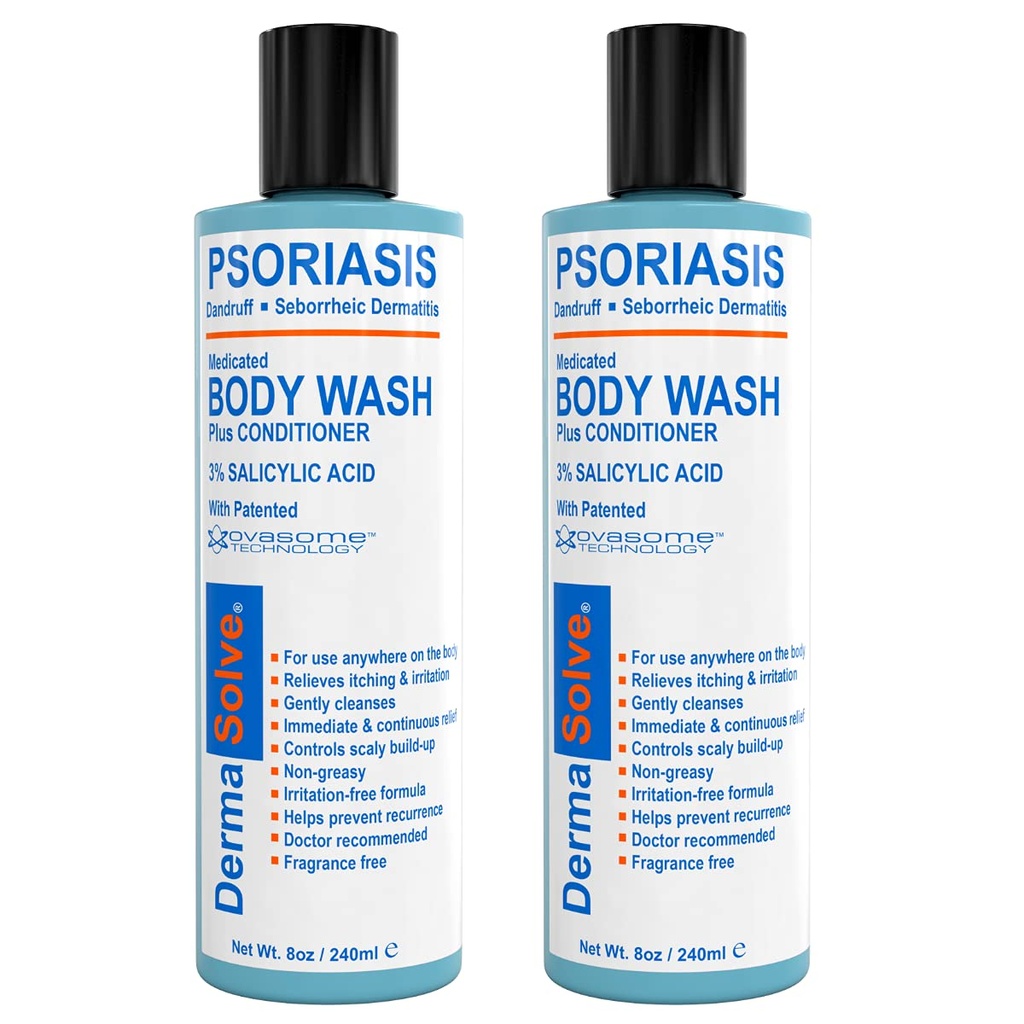 Dermasolve Medicated Psoriasis Body Wash - 2-Pack (8.0 oz το καθένα) - Αποδεδειγμένο για την παροχή ανακούφισης από Ψωρίαση, Έκζεμα & Σμηγματορροϊκό Δερματίτιδα, Γιατρός Συνιστάται για Ξηρό, Ιτσυ, Κόκκινο, Φλάκυ, Σκάλι Δέρμα