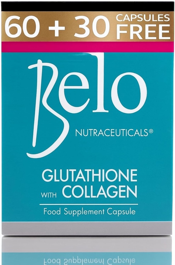 Belo Απαραίτητα Glutathione + κολλαγόνο λεύκανση δέρματος κάψουλες 60 κάψουλες Επιπλέον μεγάλου μεγέθους
