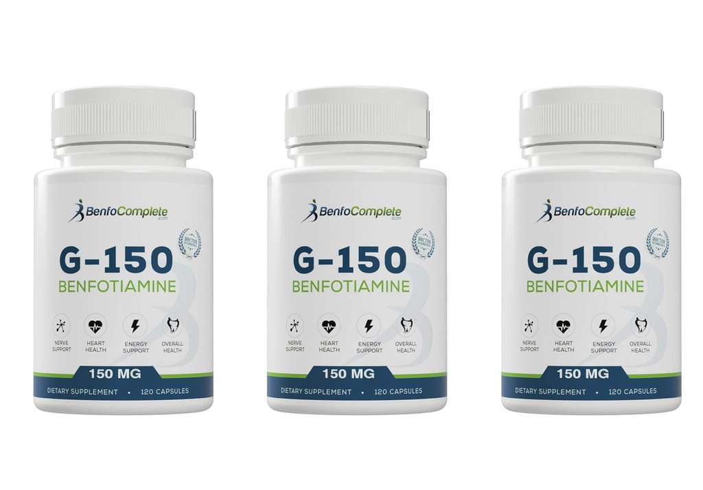 Benfotiamine 150Mg 120 Ζελατίνη Κάψουλες ανά φιάλη - Συσκευασία των 3 Φιαλιδίων
