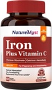 Gentle Iron Supplement for Women Men, 27mg Iron Bisglycinate Plus 120mg Vitamin C, Stomach Friendly, Optimal Absorption & Non-Constipating Iron Pills, Gluten Free, Non-GMO, 60 Vegan Caps