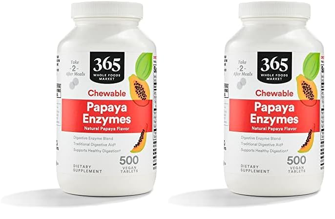 365 από το Whole Foods Market, Papaya Enzymes, 500 Chews (πακέτο των 2)