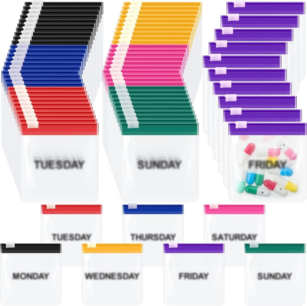 70 Pcs Εβδομαδιαίες Τσάντες Puch Puch Zippered Reusable Medicine Organizer Set Self Sealing Medicine Organizer Travel Πλαστικά Τσάντα Χάπια με Slide Κλείδωμα για μικρά αντικείμενα αποθήκευσης (Χρώμα)