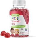 Viteey Βιταμίνη B12 για παιδιά Gummies, 1000mcg - Μεταβολισμός, Φυσική Ενέργεια Υποστήριξη - Vegan, Ζελατίνη Χωρίς, Γλουτένη Χωρίς, GMO Δωρεάν - Νόστιμο Μασώμενο B12 Βατόμουρο Γεύση Gummy