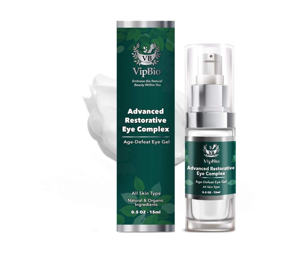 VipBio Organic Advanced Recorative Eye Complex Anti-aging Eye Gel for Dark Circles and Puffiness 0.5 fl. oz.