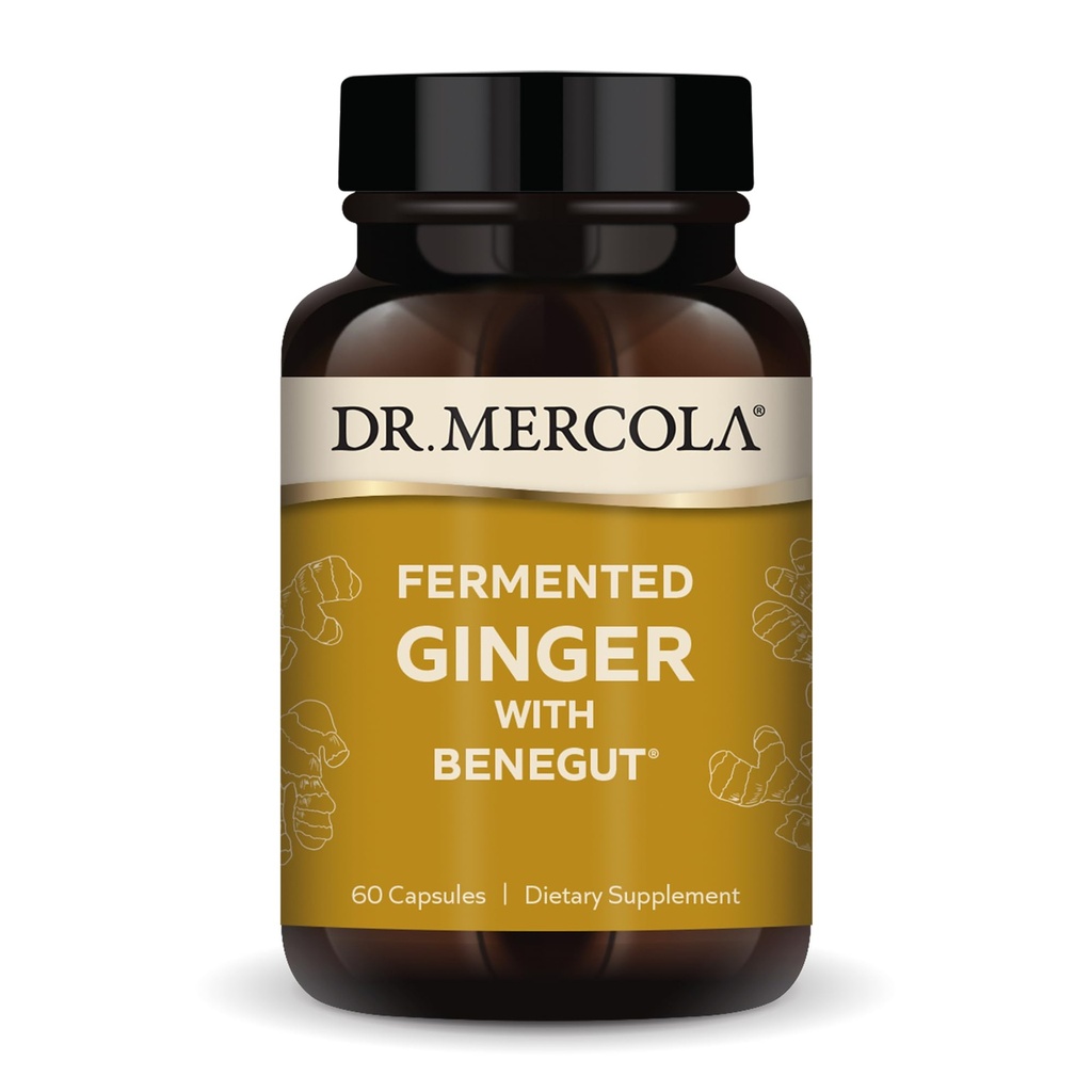 Dr. Mercola Fermented Ginger with Benegut - Υποστηρίζει Digestive & Gut Health - Aids Occasional Gas, Bloating & Discomfort - Non-GMO, Gluten-free & Soy-Free - 60 Κάψουλες (60 Υπηρεσίες)