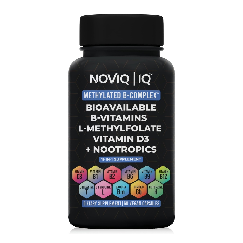 11-σε-1 μεθυλιωμένο συμπλήρωμα B-Complex: 680mcg L-μεθυλοφολικό (5-MTHF) θειαμίνη (B1) Ριβοφλαβίνη (B2) Πυριδοξάλη (B6) Μεθυλοκοβαλαμίνη (B12) - VegD3® + Nootropics - 1.100mg+ Εξυπηρετώντας - 60 Μέτρα