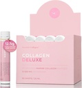 Swedish Collagen Deluxe | 12,500 mg Hydrolyzed Marine Collagen Liquid Supplement - 30 x 25 ml Daily Shots | Hyaluronic Acid, Biotin and Vitamin C to Support Healthy Hair, Skin, Nails | Sugar-Free