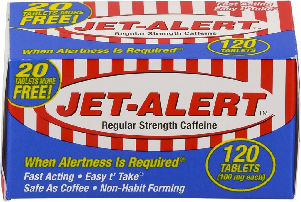 Jet-Alert 100 Mg Κάθε καρτέλα Caffeine 120 Πακέτα Αξίας Μετρητή (2)
