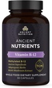 Ancient Nutrition Vitamin B12 συμπλήρωμα, υποστηρίζει τον ενεργειακό μεταβολισμό και το νευρικό σύστημα υγεία, προσαρμογόνα βότανα, Enzyme ενεργοποιημένο, Παλαιό & Κετό φιλικό, 30 κάψουλες