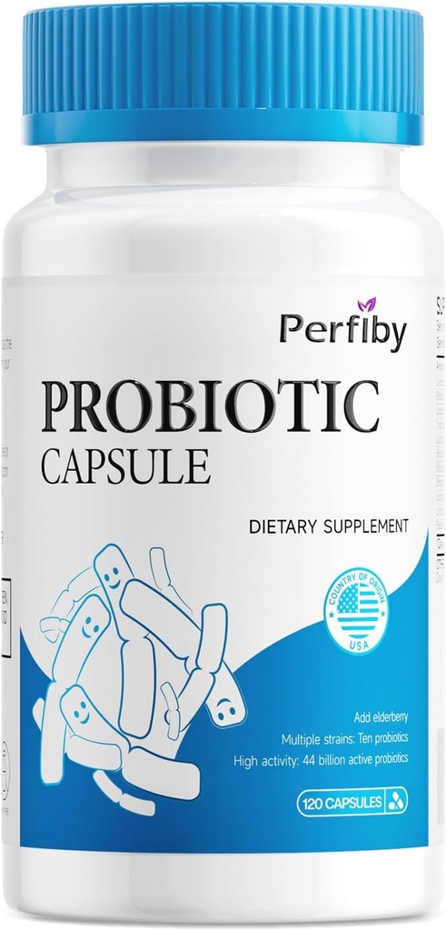 Προβιοτικά με Elderberry για Digestive & Immune Health Υποστηρίζει Περιστασιακή δυσκοιλιότητα, Διάρροια, Αέριο & Μπλοκάρισμα, 120 κάψουλες, 60-Day Supply