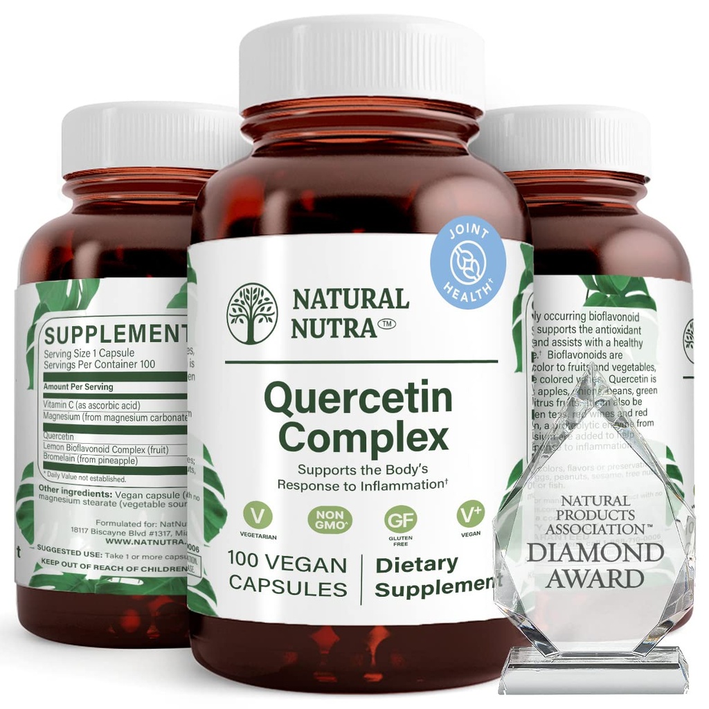 Natural Nutra Quercetin Complex με Bromelain και βιταμίνη C C Bioflavonoid συμπλήρωμα, το σώμα υποστήριξης εποχιακές αλλαγές & ερυθρότητα του σώματος, προωθεί την υγεία του ήπατος, 100 Vegan και χορτοφάγους κάψουλες