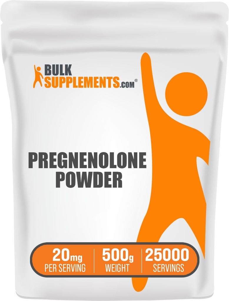 BulkSupplements.com Pregnenolone Powder - Συμπλήρωμα διατροφής, Pregnenolone 20mg - Pure & Gluten Free, 20mg ανά Σερβίρισμα, 500g (1.1 lbs) (Συσκευασία των 1)