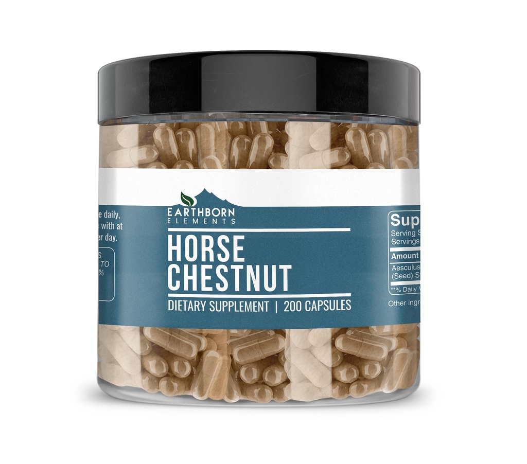 Earthborn Elements Horse Chestnut 200 Capsules, Pure & Undiluted, No Additives
