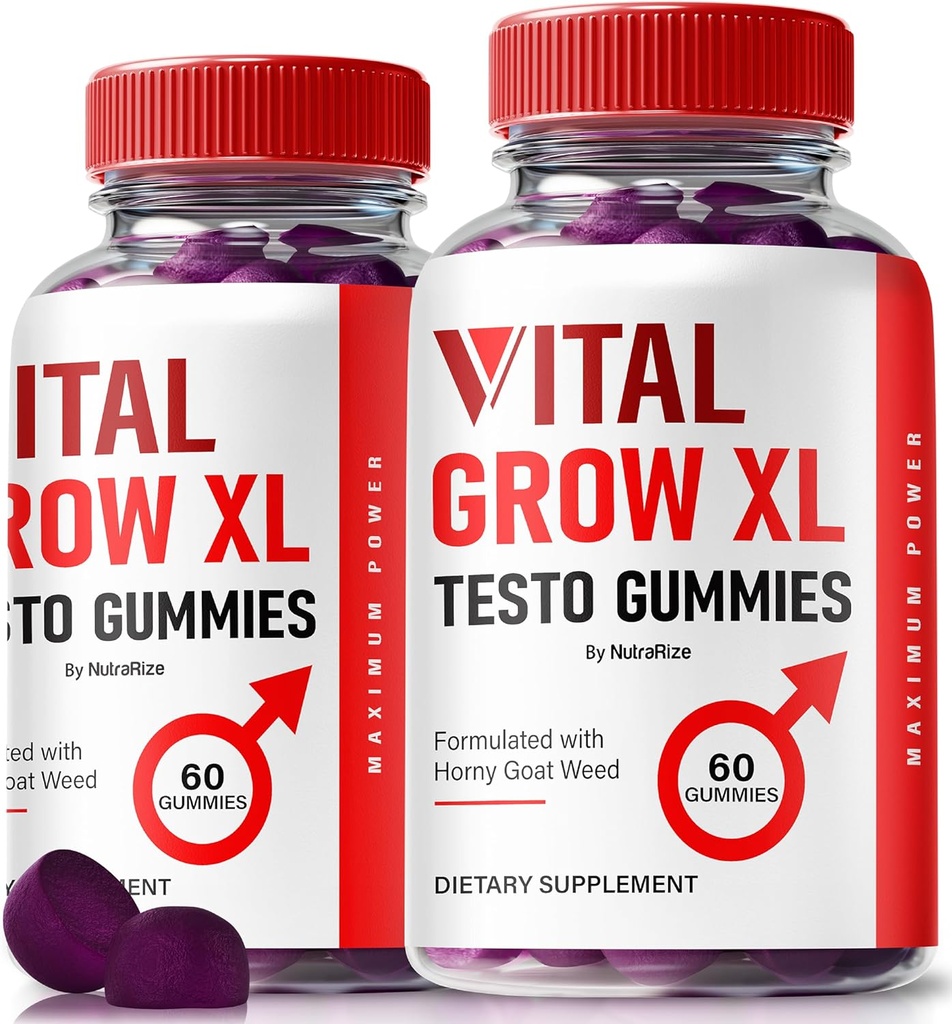 (2 Pack) Vital Grow XL, Official Vital Grow XL Testro Gummies for Men, Boost Stamina and Εμπιστοσύνη Gummy for Mens, Vital GrowXL Ανδρική Υποστήριξη Gomitas (120 Gummies)