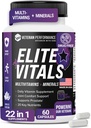 Elite Vitals – Mens Daily Multivitamin με βιταμίνη Β12, συμπλήρωμα στήριξης χωρίς γλουτένη για τον προστάτη, κοινή & ενέργεια με ψευδάργυρο, πράσινο τσάι, +20 βασικές βιταμίνες – 60 Caps