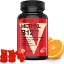 Vegan Vitamin D3 & B12 Gummies, Methyl B12 συμπλήρωμα για ενήλικες & παιδιά, Ενισχυμένη με βιταμίνη D 3 για τη φυσική ενέργεια, ανοσοποιητικό, μεταβολισμό & εστίαση, πορτοκαλί, 90 Gummies