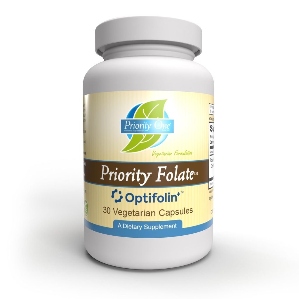 Priority One Vitamins - Priority Folate 30 Capsules - Superior Folate Supplementation with Optifolin+™ 5MTHF Folate*