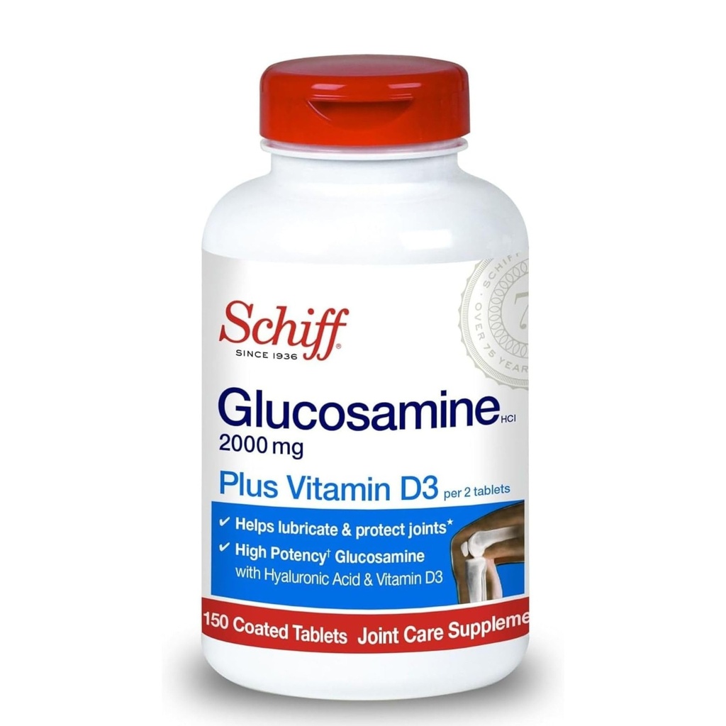 Schiff Glucosamine 2000mg με Βιταμίνη D3 και Υαλουρονικό οξύ, 150 δισκία - Κοινό συμπλήρωμα